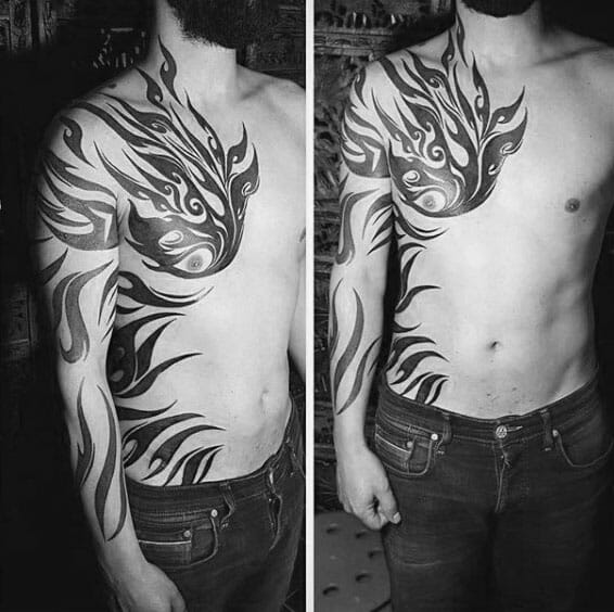 Cool Tribal Arm & Rib Tattoo