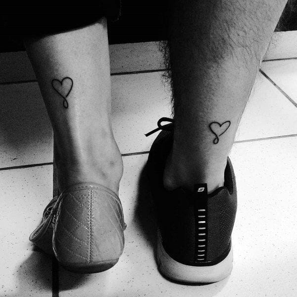 Couples Heart Tattoos on the ankle