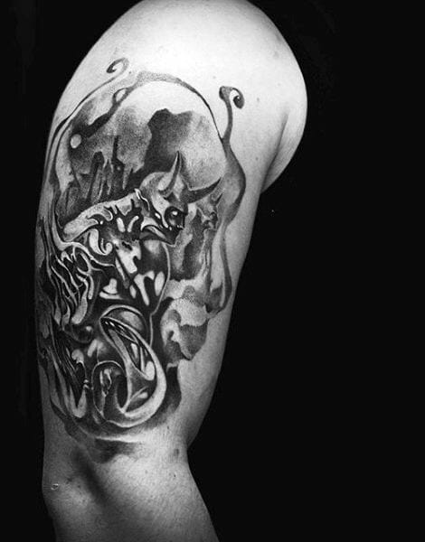 Modern Demon Tattoo Sleeve