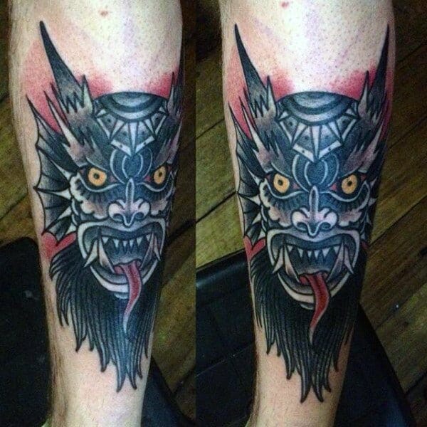 Japanese Demon Dog Tattoo