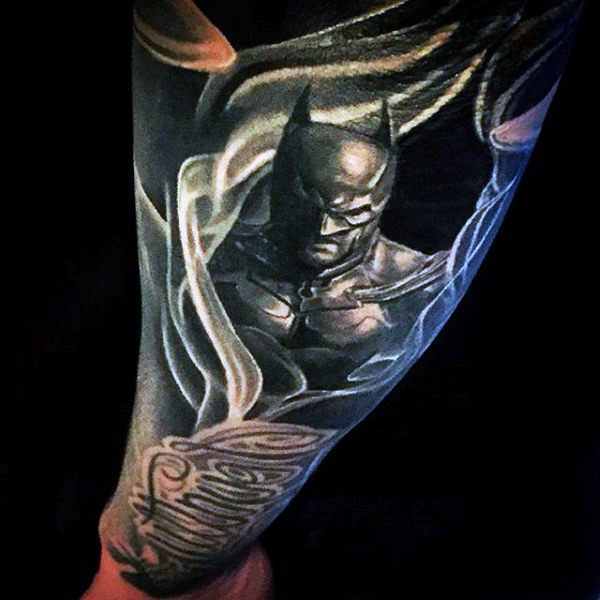 Batman Forearm Sleeve Tattoo Design 