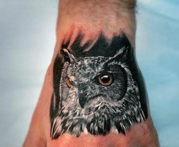 Owl Hand Tattoo
