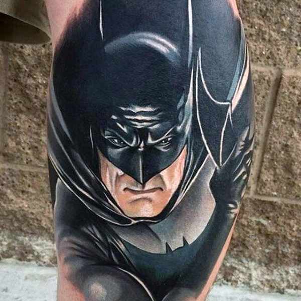 Realistic Batman Bicep Tattoo