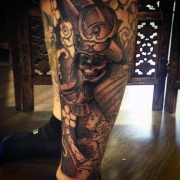 samurai tattoo design on leg