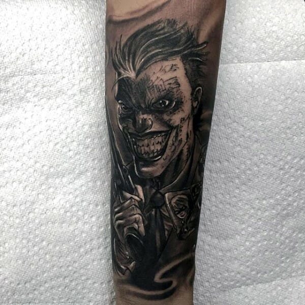 The Joker Themed Tattoo Sleeve