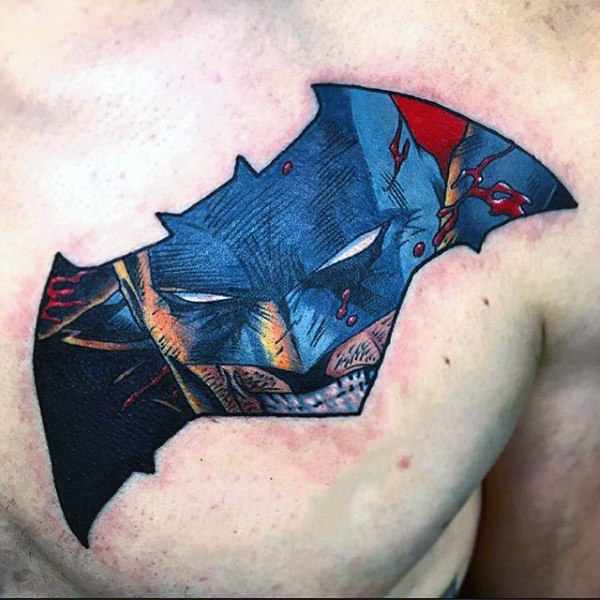 Upper Chest Tattoo Batman Symbol