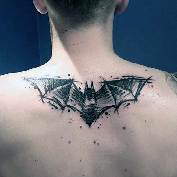 Sketched Batman Back Tattoo