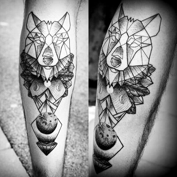 wolf leg tattoo design