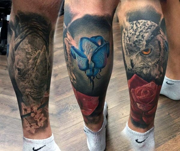 owls leg tattoo