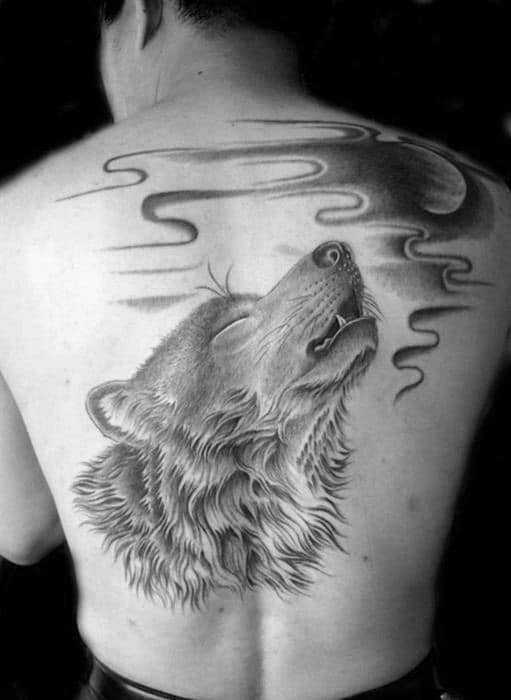 Wolf Howling At Moon Tattoo