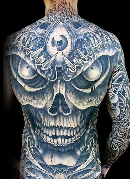 sharp skull tattoo