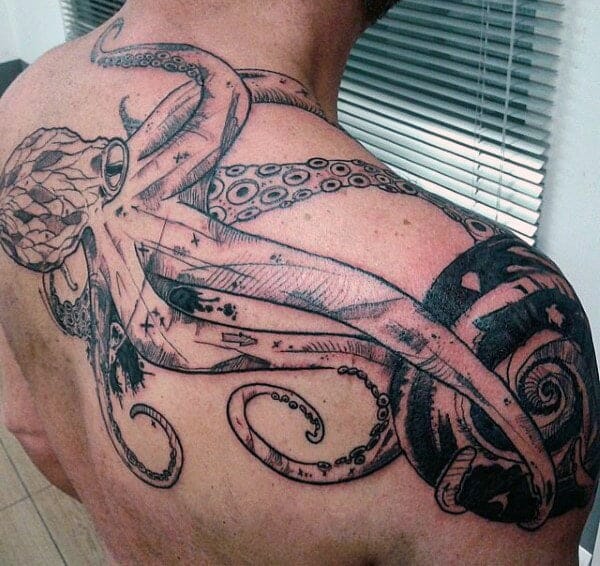 octopus back tattoo