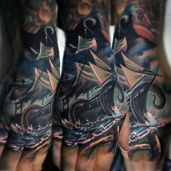 Ship Hand Tattoo
