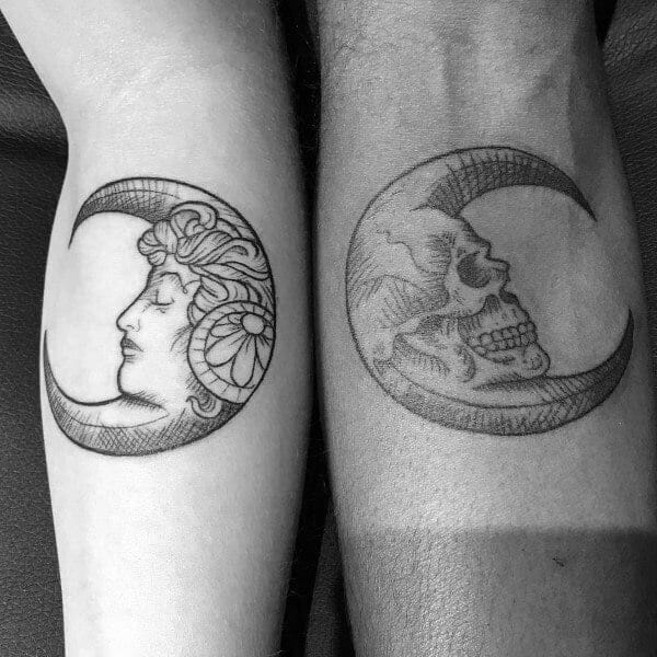 Two Moons Couples Tattoos