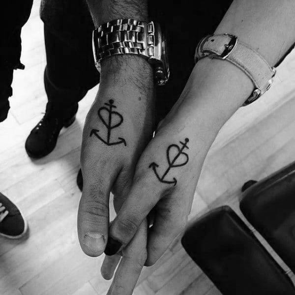 Heart & Anchor Couples Tattoos