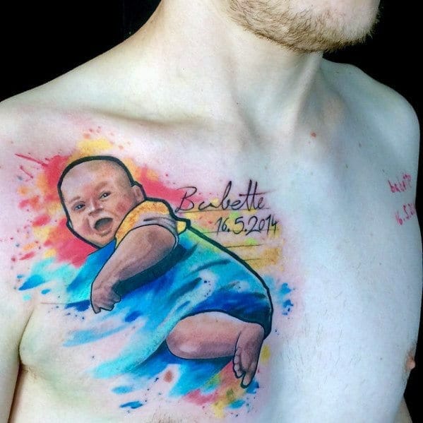 Baby Kids Name Chest Tattoo