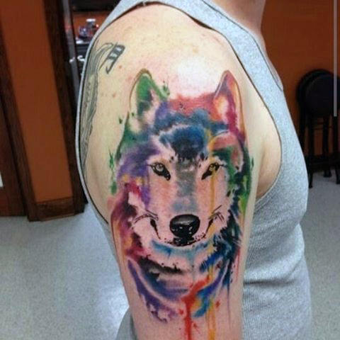 Colourful Wolf Tattoo