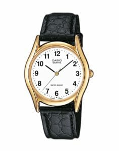 CASIO Gold Watch on Black Leather Strap