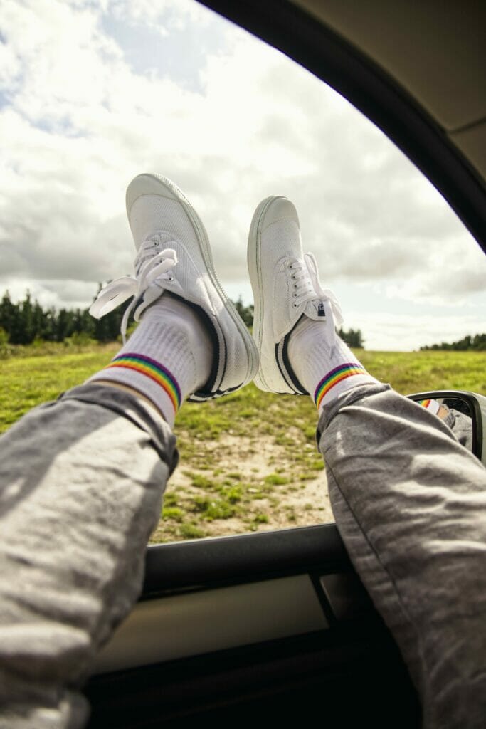 White Shoes Grey Jeans