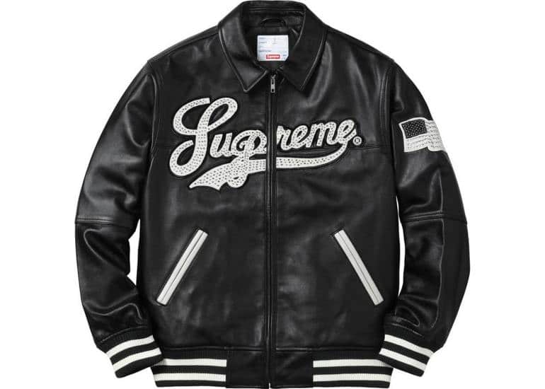 supreme uptown studded leather varsity jacket Outsons