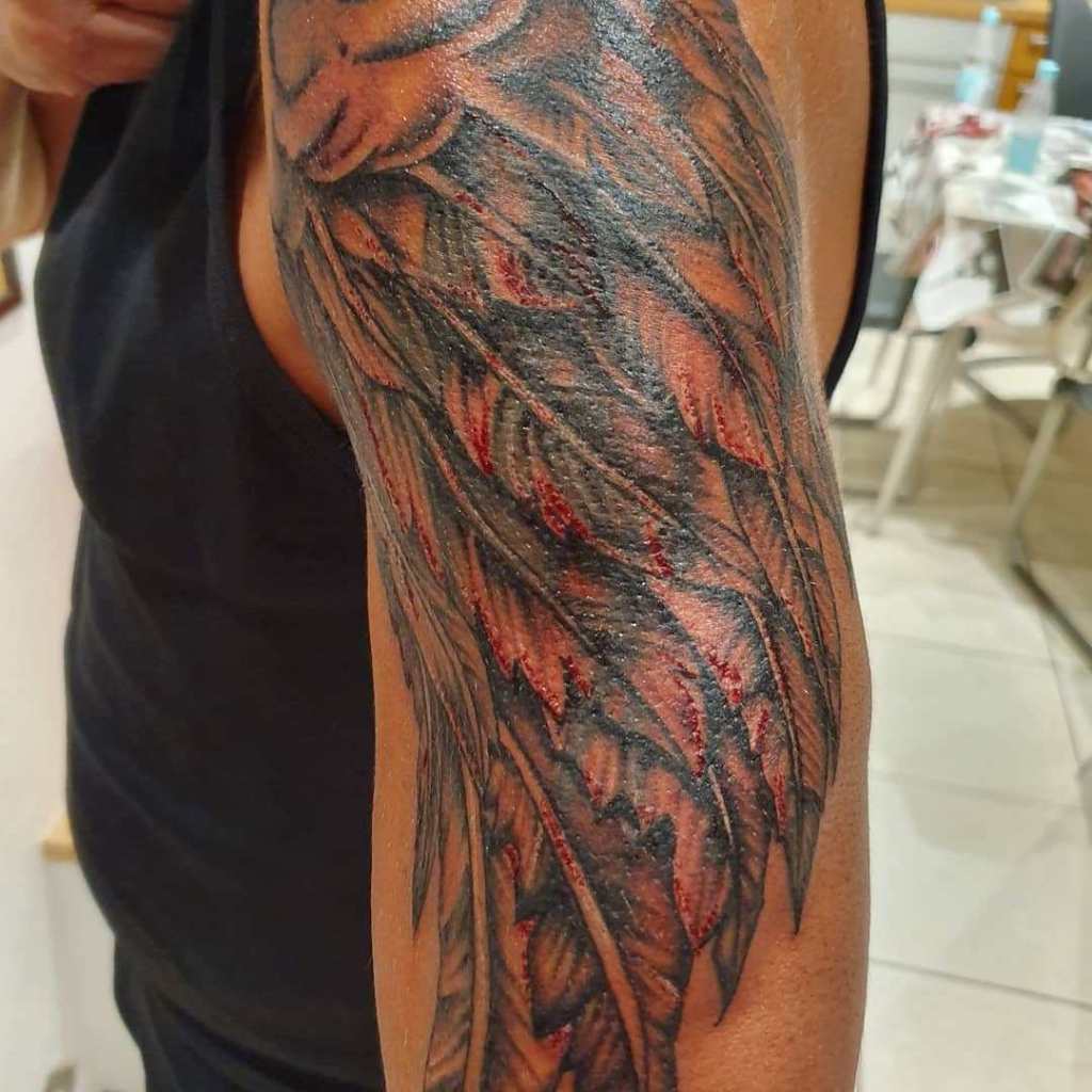 1 Half sleeve angel wings tattoo Outsons