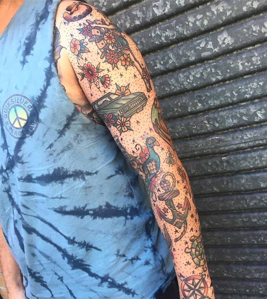 1 Male old school traditional tattoo sleeve Outsons