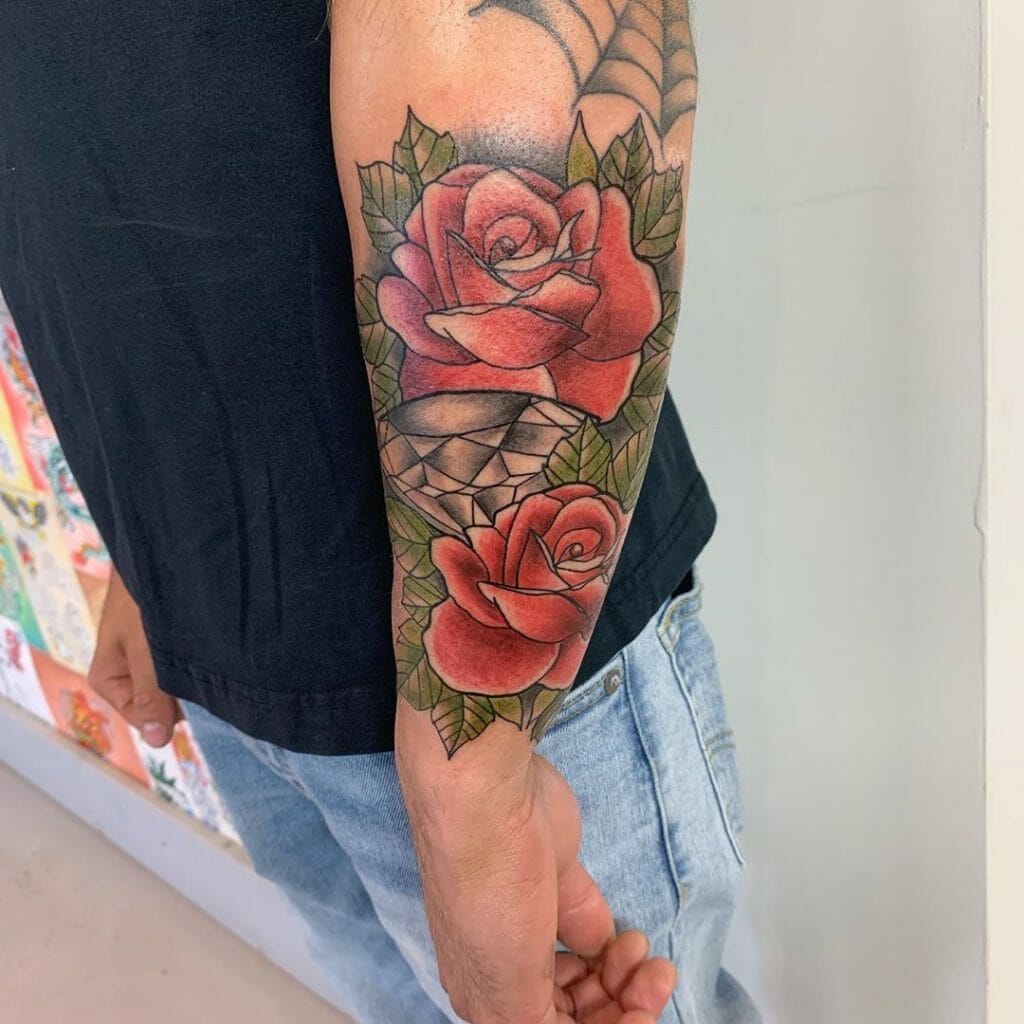 Half sleeve traditional rose tattoo Outsons