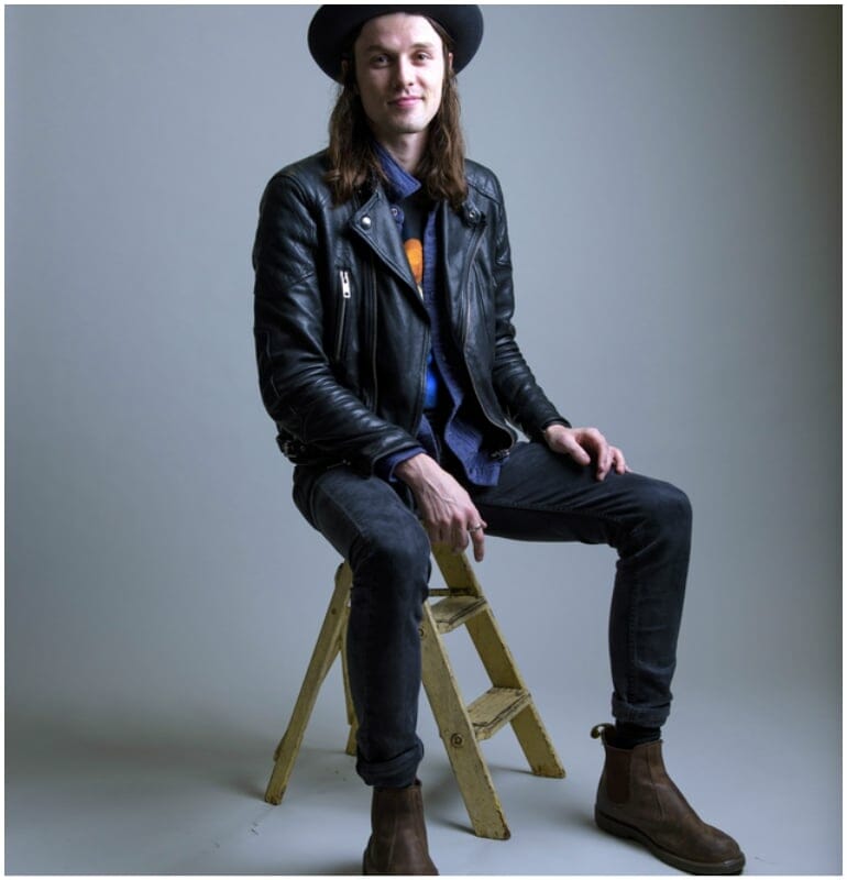 James Bay style chelsea boots black jeans leather jacket