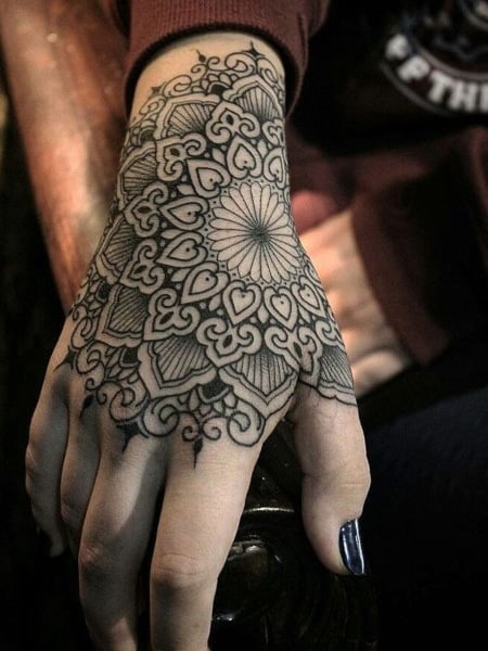 Mandala Hand Tattoo for women Outsons