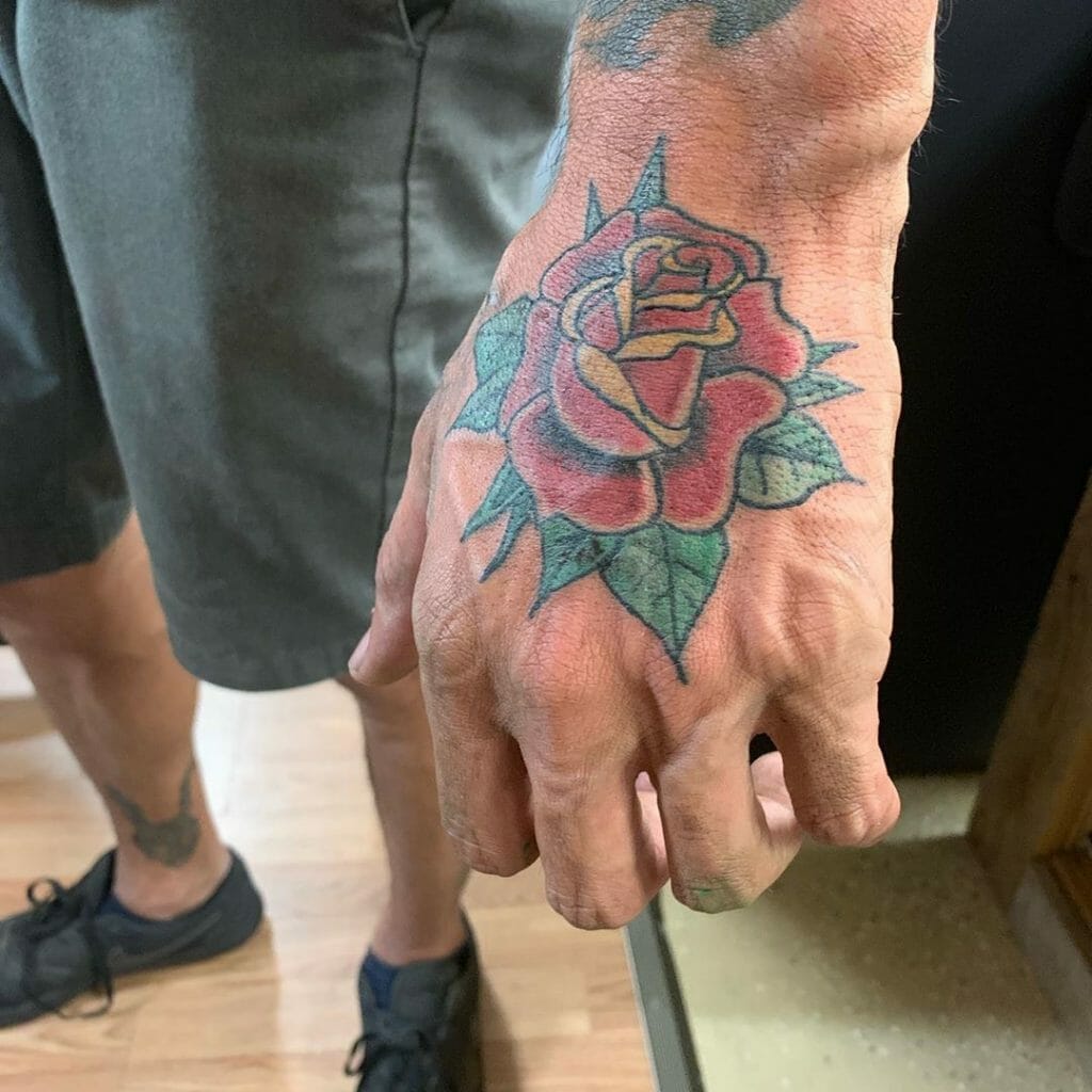 Rose tattoo hand Outsons