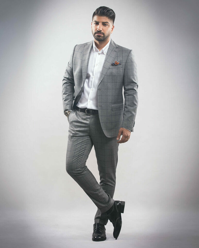 Grey Suit With Casual Shoes & A White Shirt
