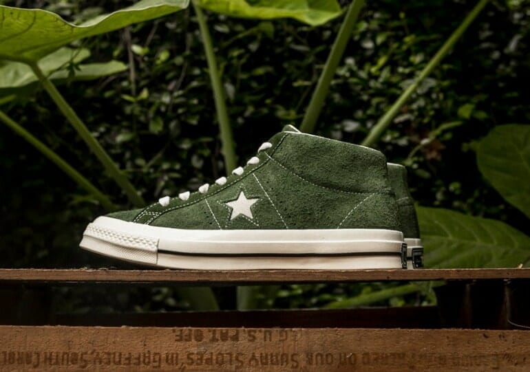 converse one star mid green side on