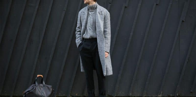 mens grey overcoat look