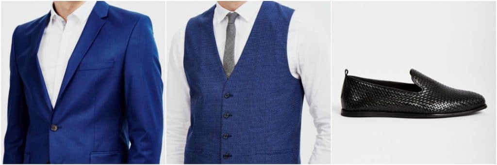 mens blue suit waistcoat outfit grid 