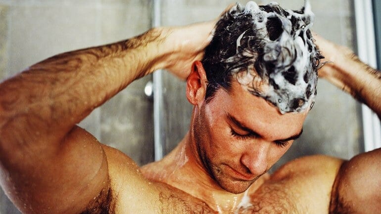 man washing hair mens shampoo