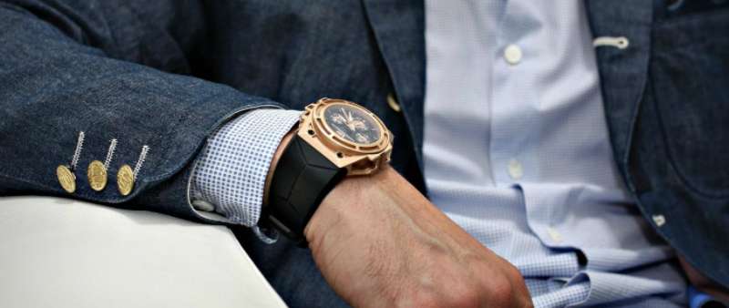 mens-office-watch navy blazer black watch