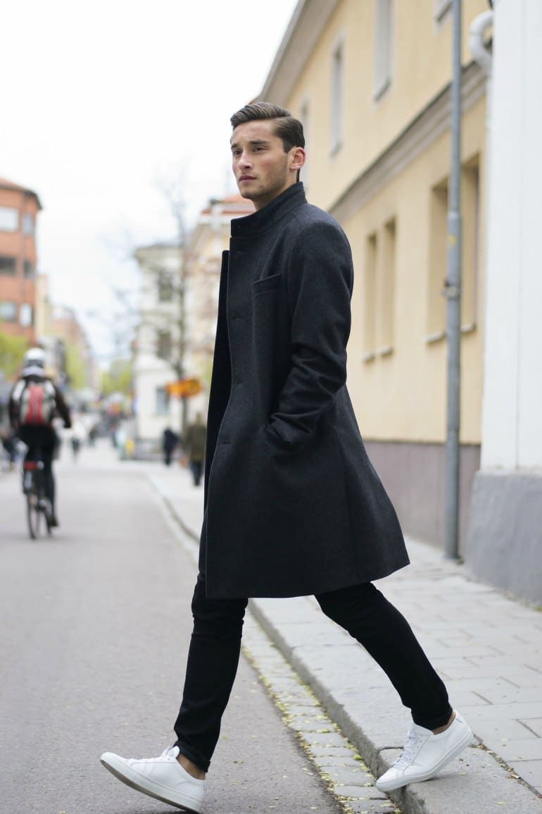 mens-overcoat-black-jeans-trainers