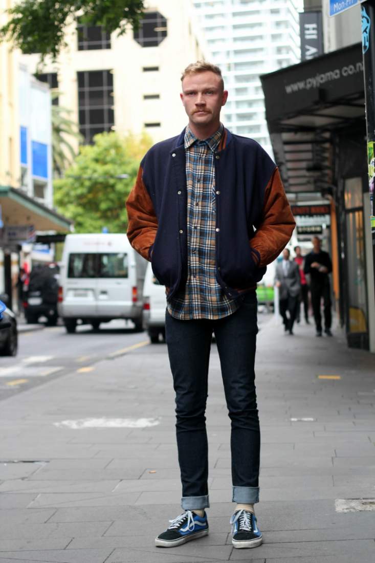 mens vans street style jeans bomber jacket