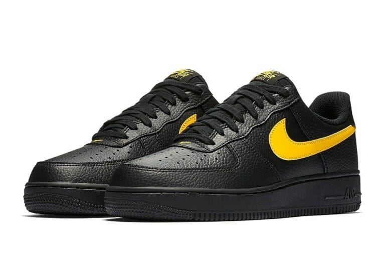 nike air force one black leather yellow double