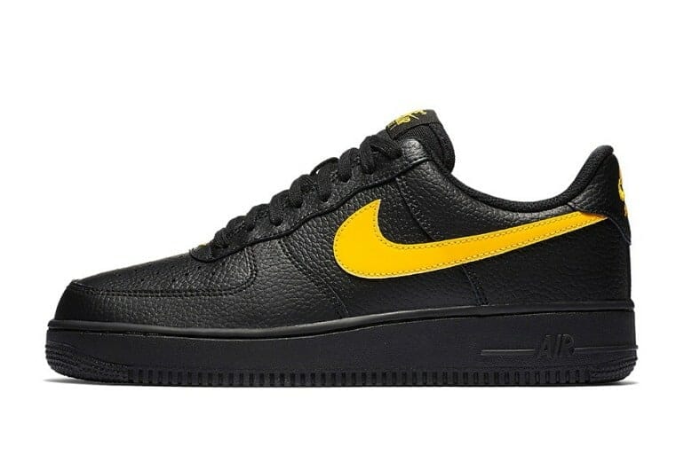 nike air force one black leather yellow