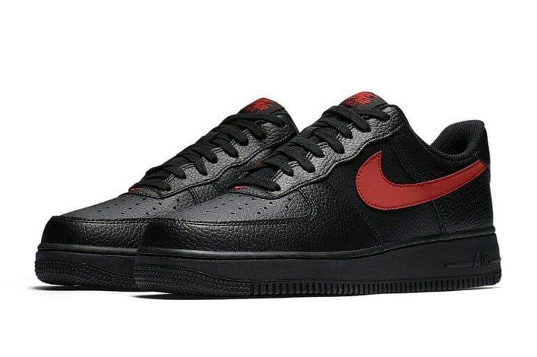 nike air force one leather black red double