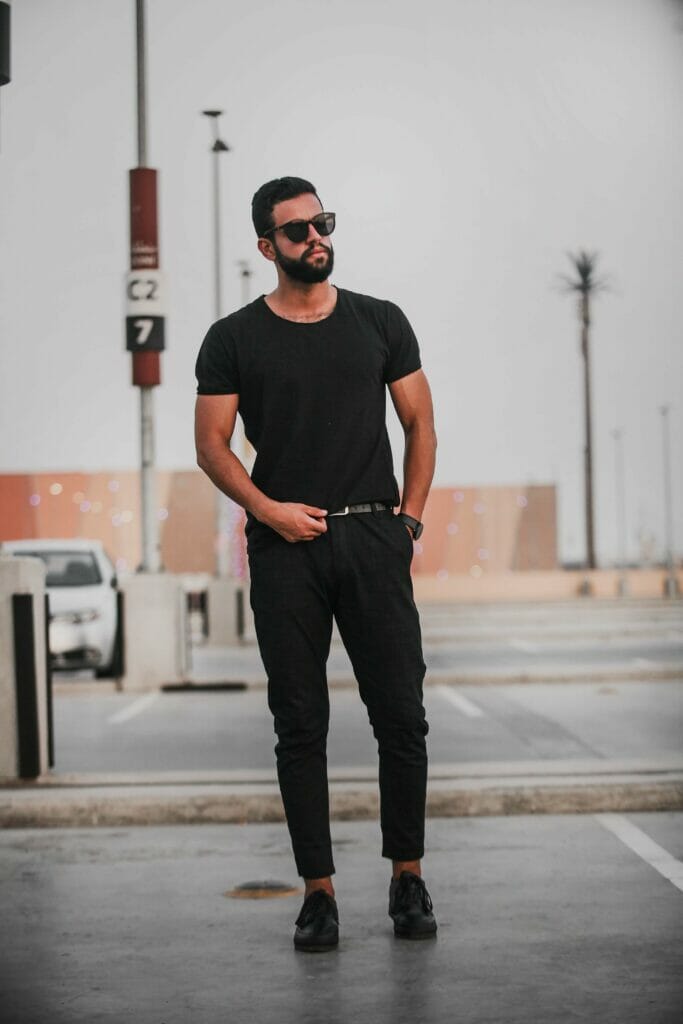 Casual Black Shirt With Black Sunglasses