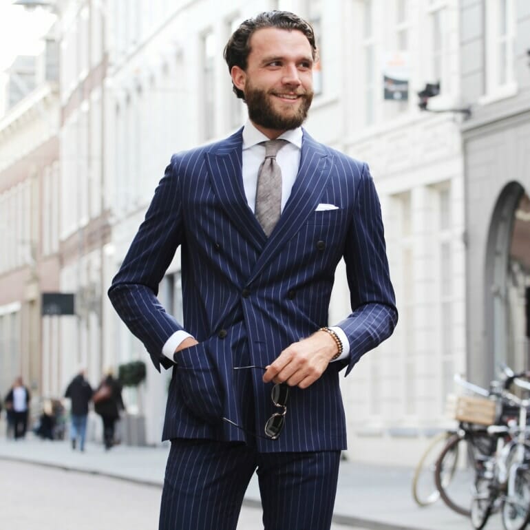 pinstripe suit for men street style
