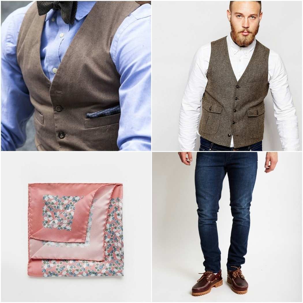 pocket_square_pink_vest_waistcoat_tweed_jeans_denim_outfit