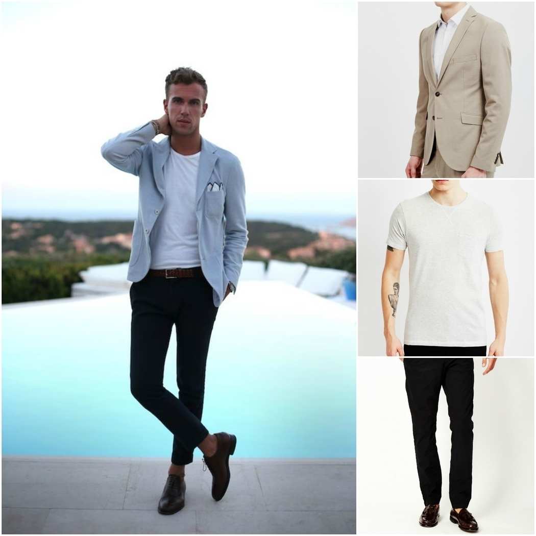 pocket_square_smart_casual_outfit_stone_blazer_t_shirt_chino