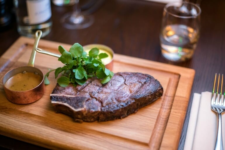 steak at aviary restaurant london