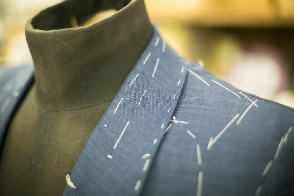 stitching on a made to measure suit from norton and sons