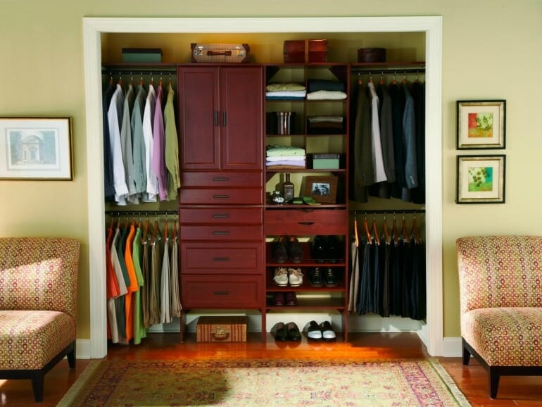 organised male wardrobe