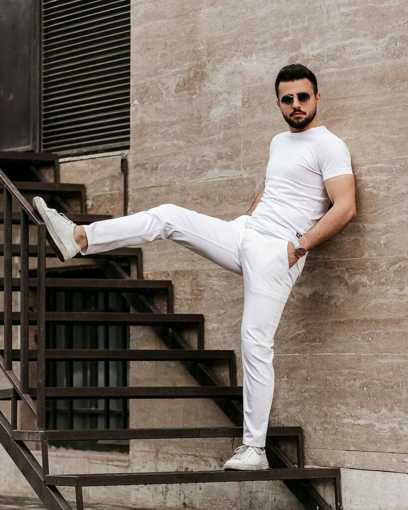 Ankle Length Trousers All White Outfit