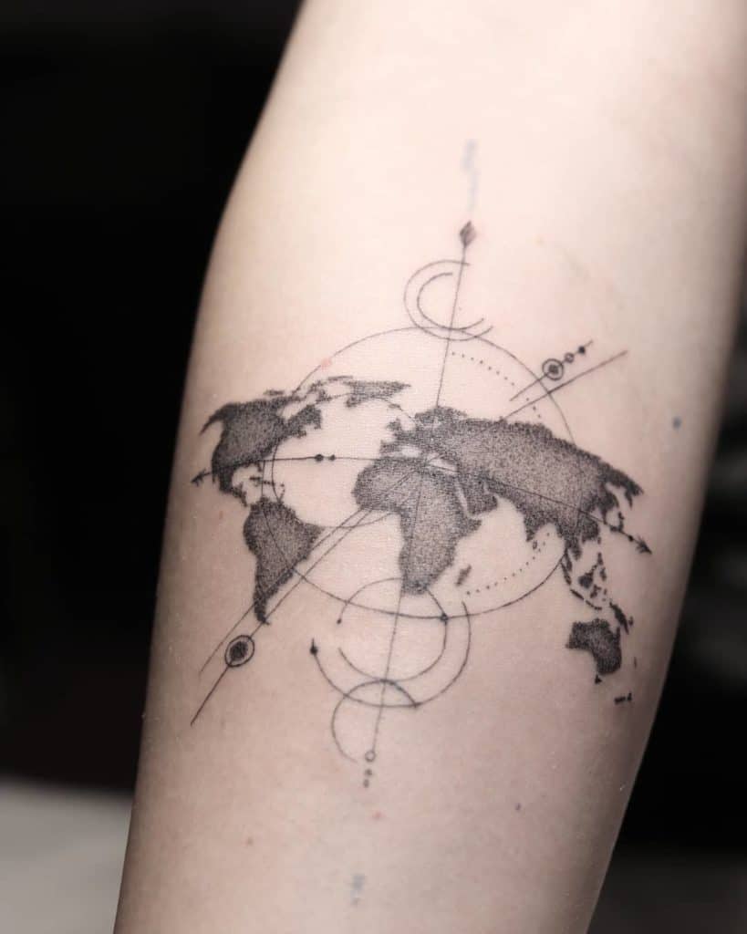 world map tattoo